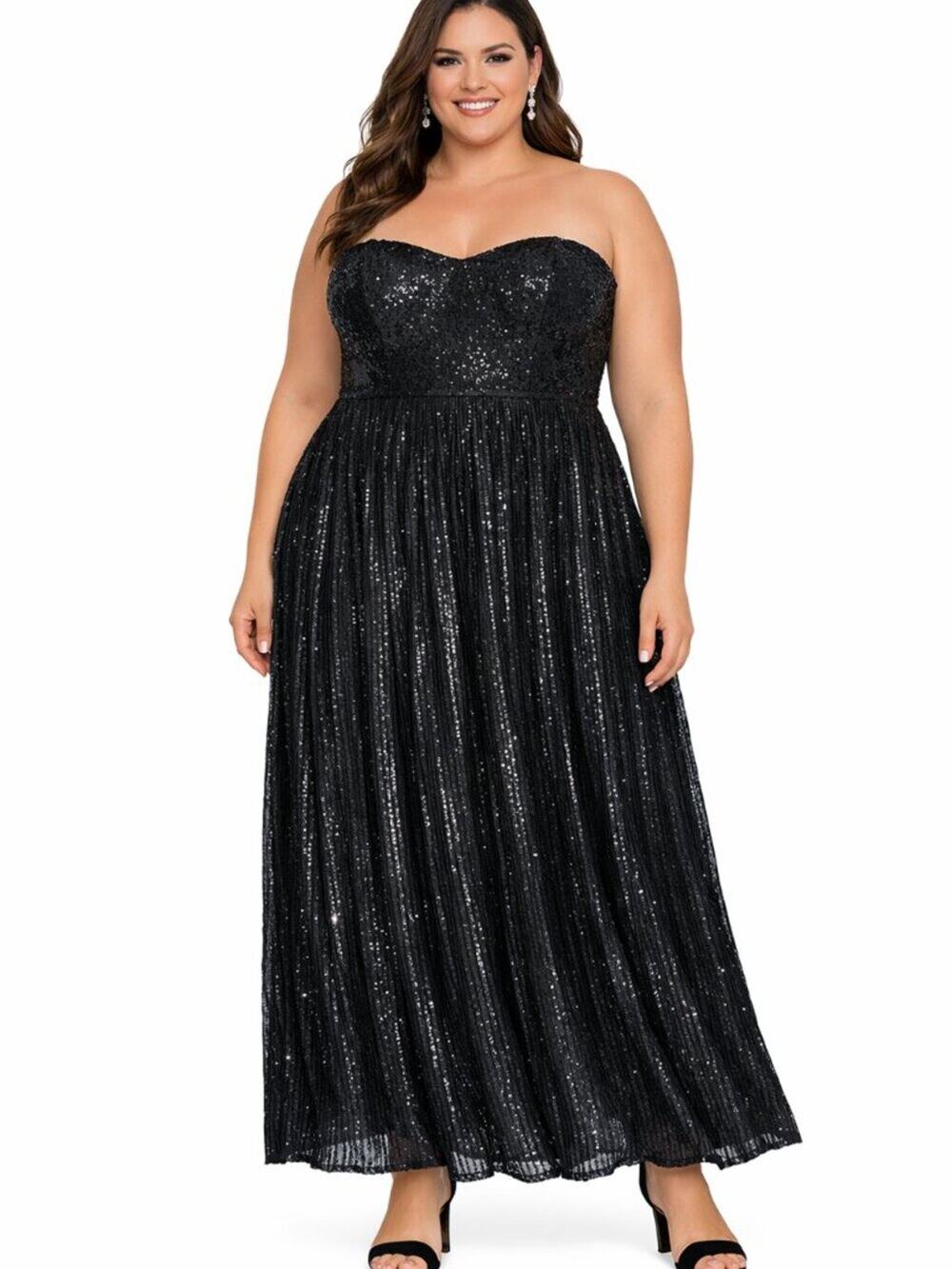 City Chic Luxe Sequin Maxi Dress – Black, Strapless, Size 20 NWOT